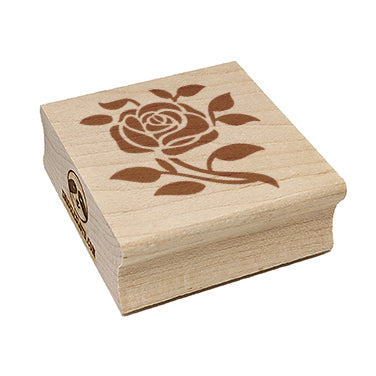 Elegant Rose Stem with Leaves Square Rubber Stamp for Stamping Crafting