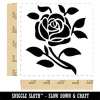 Elegant Rose Stem with Leaves Square Rubber Stamp for Stamping Crafting