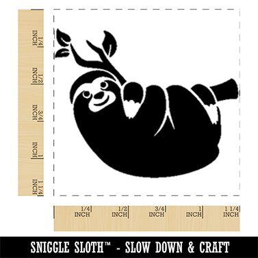 Sloth Hanging on Tree Branch Square Rubber Stamp for Stamping Crafting