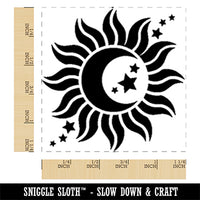 Celestial Sun Moon and Stars Square Rubber Stamp for Stamping Crafting