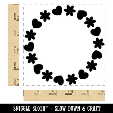 Cute Flower and Heart Circle Frame Square Rubber Stamp for Stamping Crafting