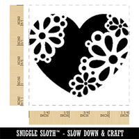 Delicate Floral Heart Square Rubber Stamp for Stamping Crafting