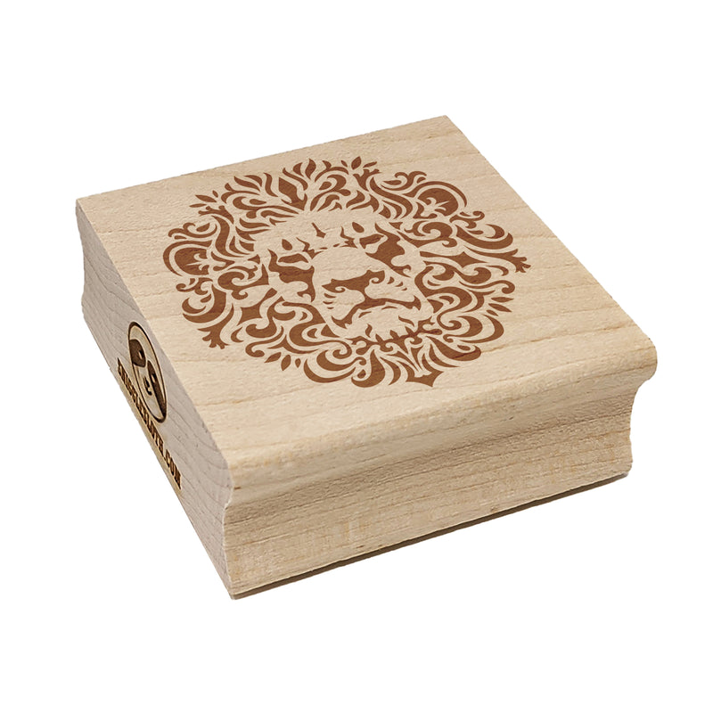 Arabesque Floral Decorative Lion Head Square Rubber Stamp for Stamping Crafting