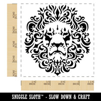 Arabesque Floral Decorative Lion Head Square Rubber Stamp for Stamping Crafting