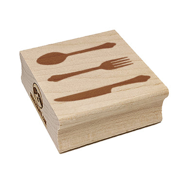 Knife Fork Spoon Kitchen Dining Set Square Rubber Stamp for Stamping Crafting