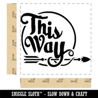 This Way Script Text Arrow Pointing Square Rubber Stamp for Stamping Crafting