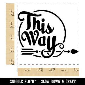 This Way Script Text Arrow Pointing Square Rubber Stamp for Stamping Crafting