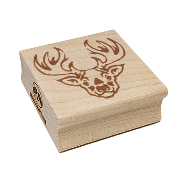 Tribal Deer Buck Head Square Rubber Stamp for Stamping Crafting