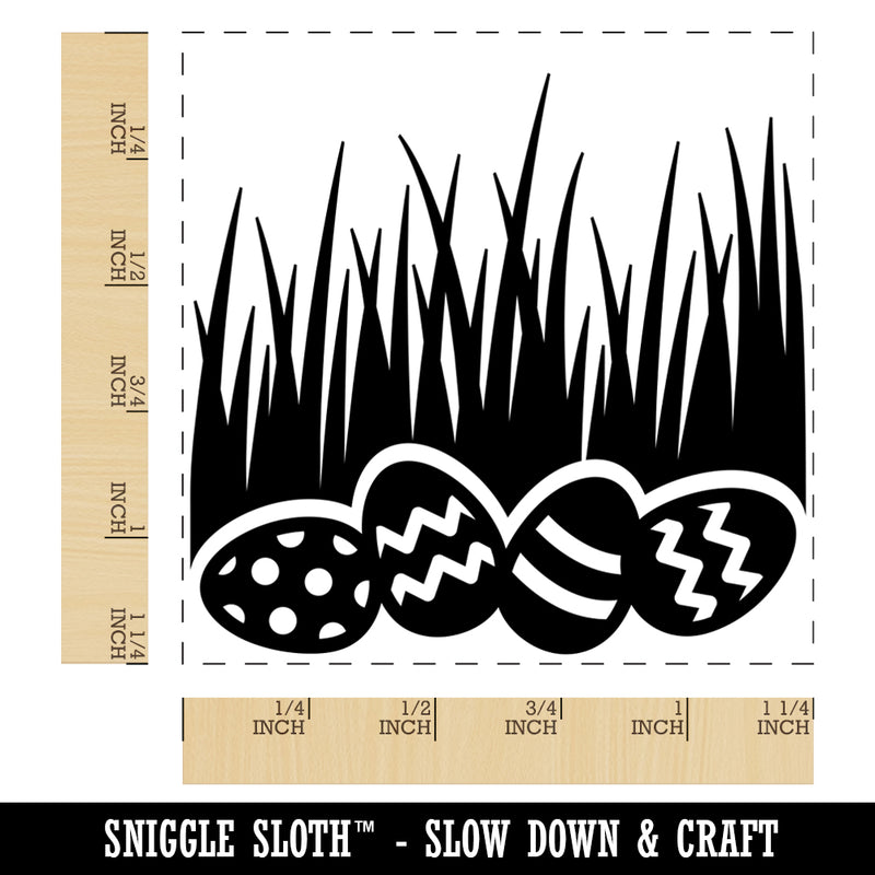 Easter Eggs in Grass Square Rubber Stamp for Stamping Crafting