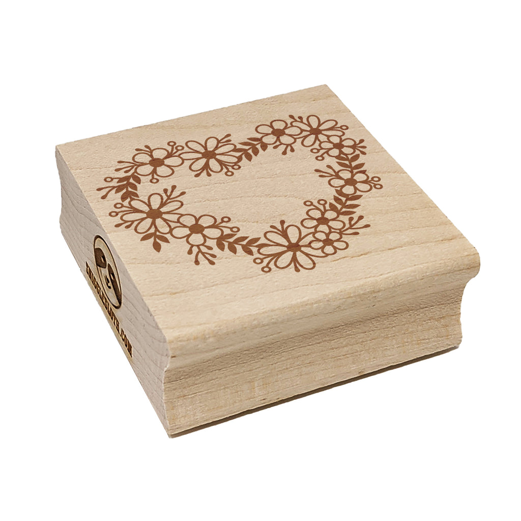 Flower Heart Wreath Square Rubber Stamp for Stamping Crafting