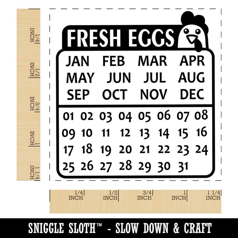 Fresh Eggs Cute Chicken Egg Calendar for Carton Square Rubber Stamp for Stamping Crafting