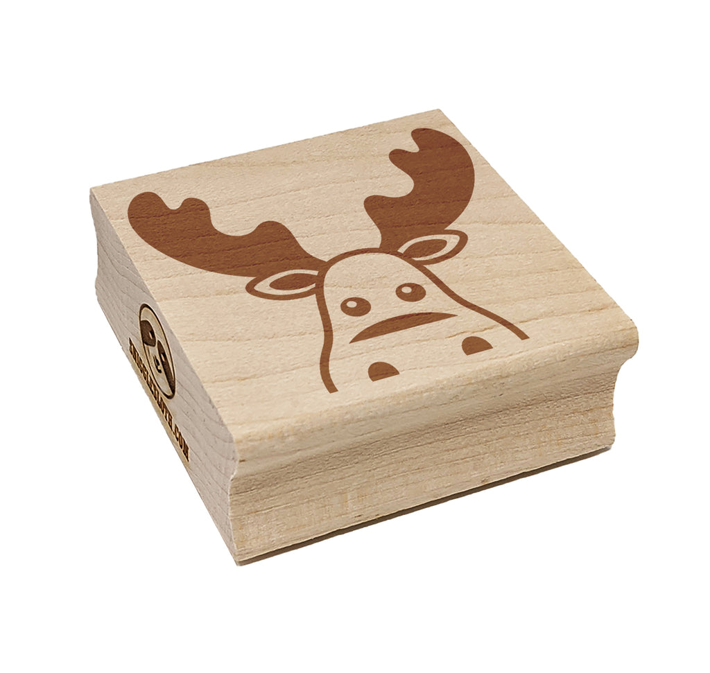 Peeking Moose Square Rubber Stamp for Stamping Crafting