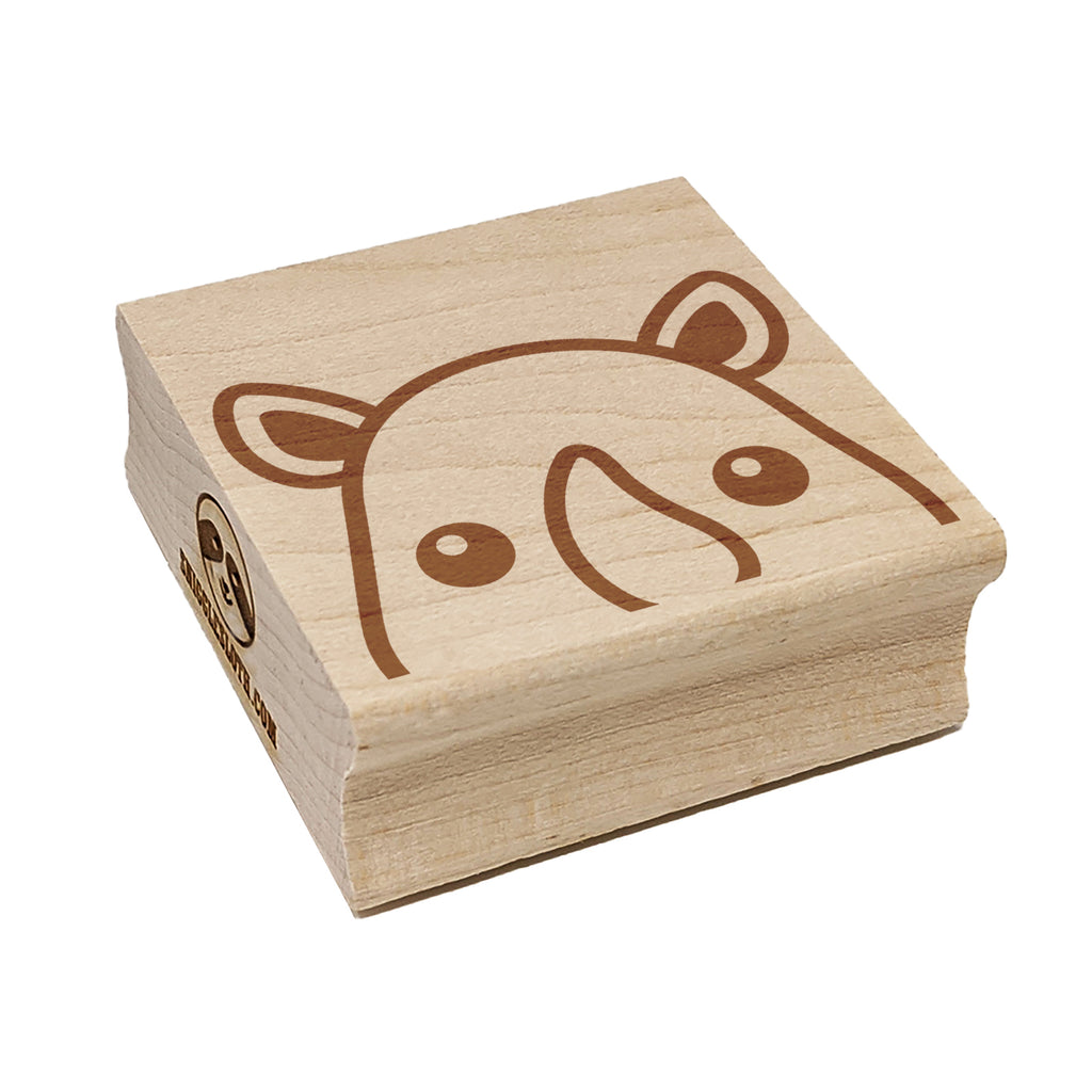 Peeking Rhino Square Rubber Stamp for Stamping Crafting