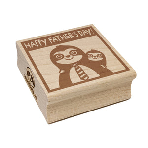 Sloth Happy Father's Day with Kid Square Rubber Stamp for Stamping Crafting