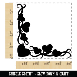 Swirly Heart Corner Border Square Rubber Stamp for Stamping Crafting