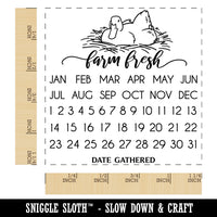 Farm Fresh Duck Egg Carton Perpetual Calendar Date Gathered Square Rubber Stamp for Stamping Crafting