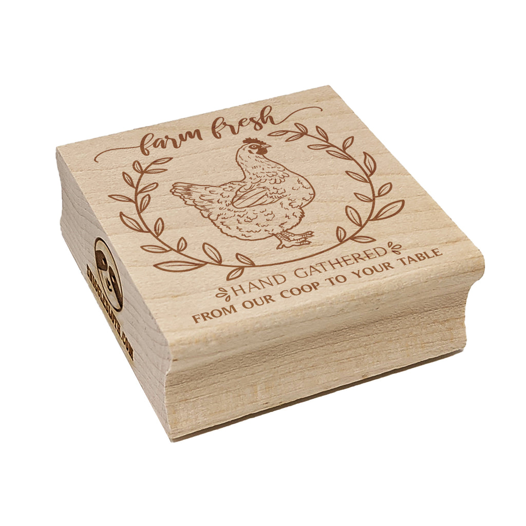 Farm Fresh Hand Gathered Chicken Eggs From Our Coop to Your Table Square Rubber Stamp for Stamping Crafting