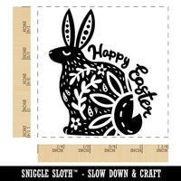Happy Easter Floral Designer Bunny Square Rubber Stamp for Stamping Crafting