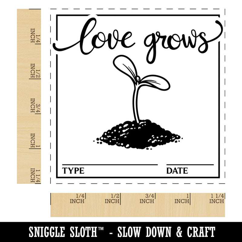 Love Grows Fill in Blank Seed Packet Square Rubber Stamp for Stamping Crafting