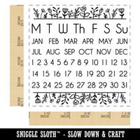 Perpetual Calendar Floral Planner Monday Start Square Rubber Stamp for Stamping Crafting