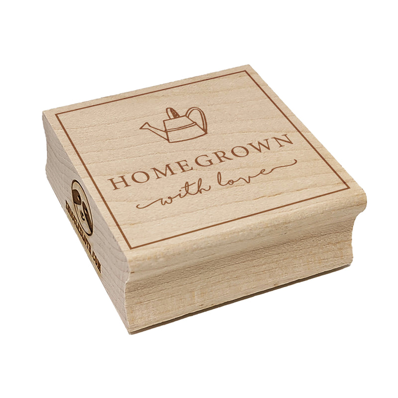 Delicate Homegrown with Love Watering Can Label Square Rubber Stamp for Stamping Crafting