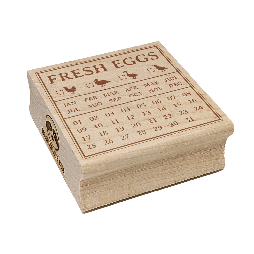 Fresh Eggs Check the Box Calendar Label Chicken Duck Goose Quail Square Rubber Stamp for Stamping Crafting