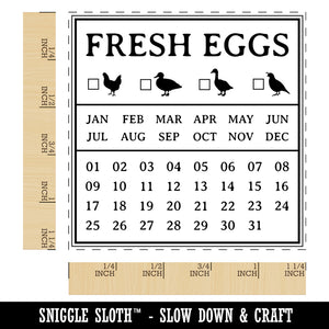 Fresh Eggs Check the Box Calendar Label Chicken Duck Goose Quail Square Rubber Stamp for Stamping Crafting