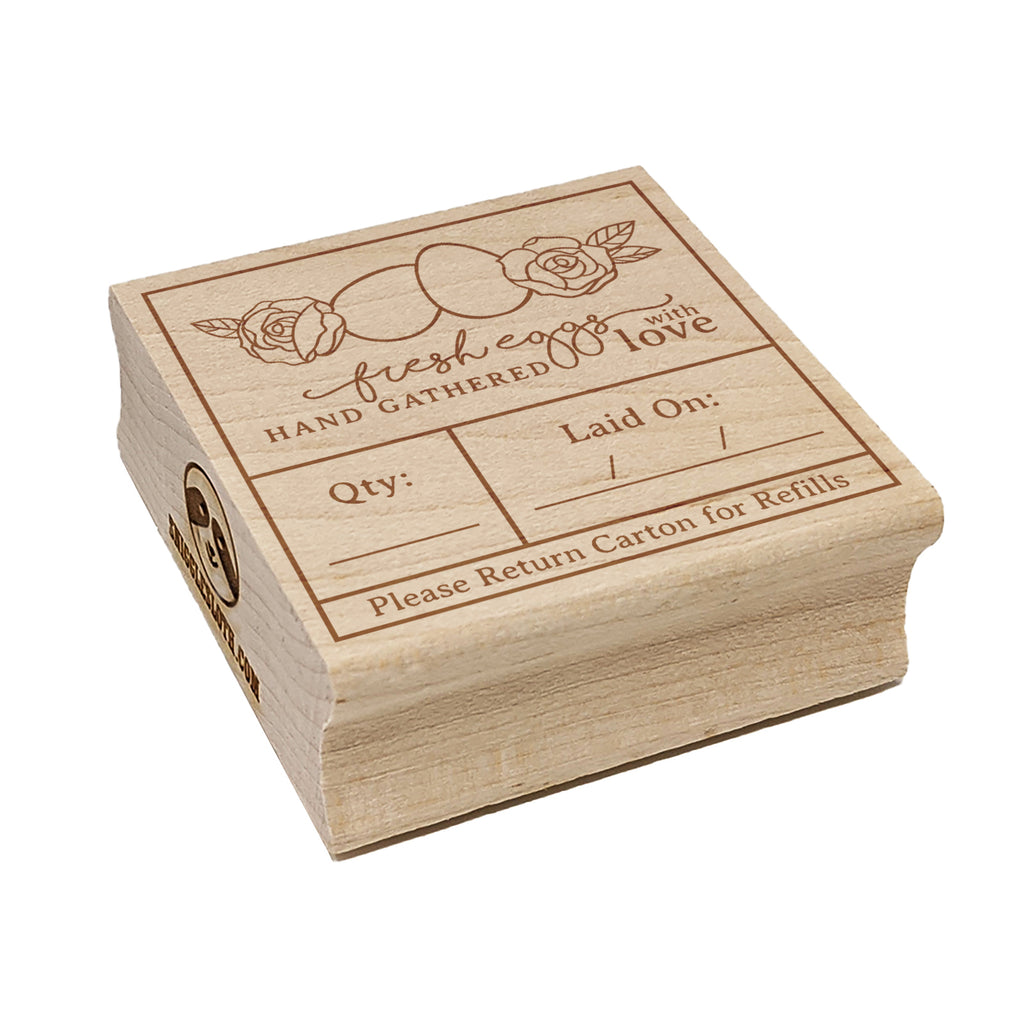 Fresh Eggs Hand Gathered with Love Elegant Egg Carton Label Square Rubber Stamp for Stamping Crafting