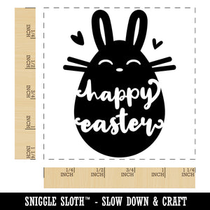 Happy Easter Bunny Egg Silhouette Square Rubber Stamp for Stamping Crafting