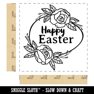 Happy Easter Egg with Elegant Roses Square Rubber Stamp for Stamping Crafting