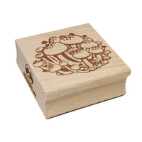 Cluster of Beech Clamshell Mushrooms Fungus Fungi Square Rubber Stamp for Stamping Crafting