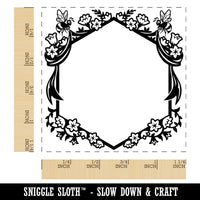 Cute Floral Bee Hexagon Frame with Flowers Square Rubber Stamp for Stamping Crafting