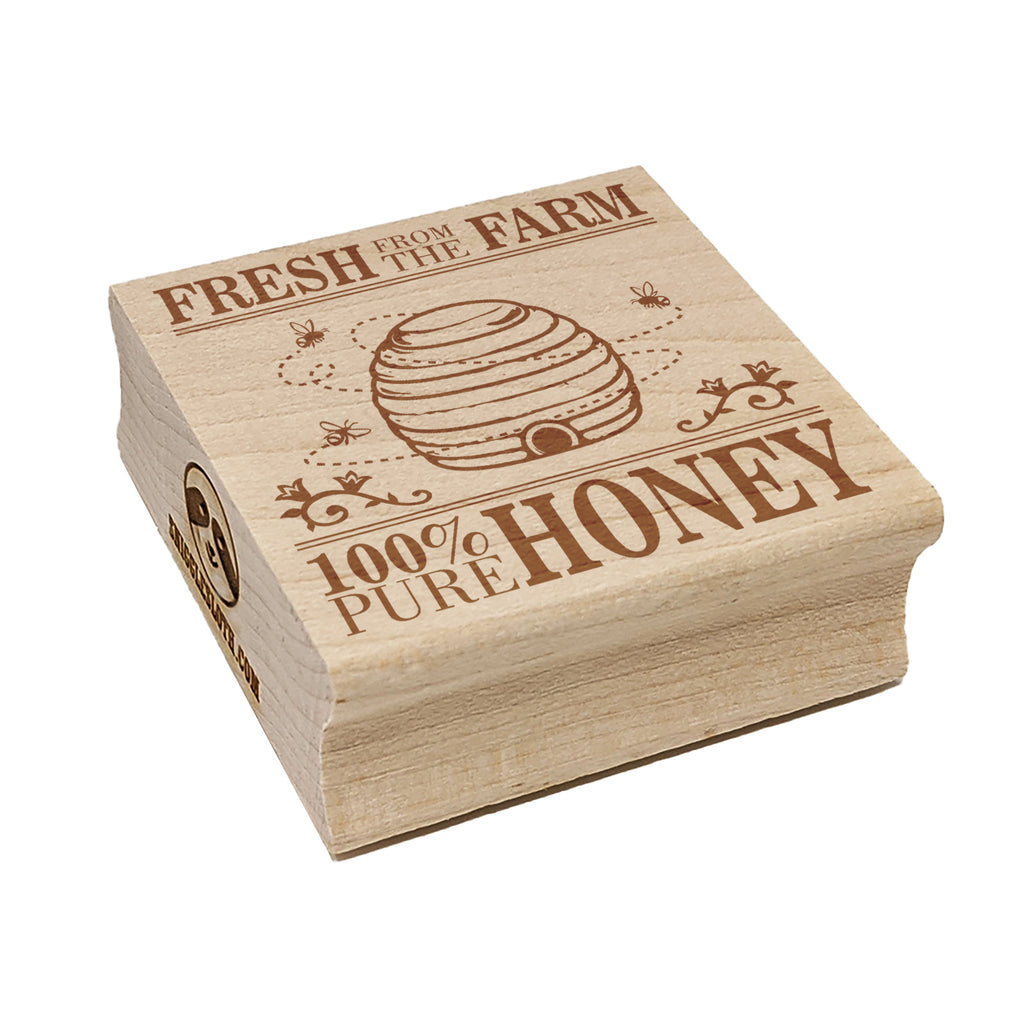 Fresh From The Farm Beehive Pure Honey Square Rubber Stamp for Stamping Crafting