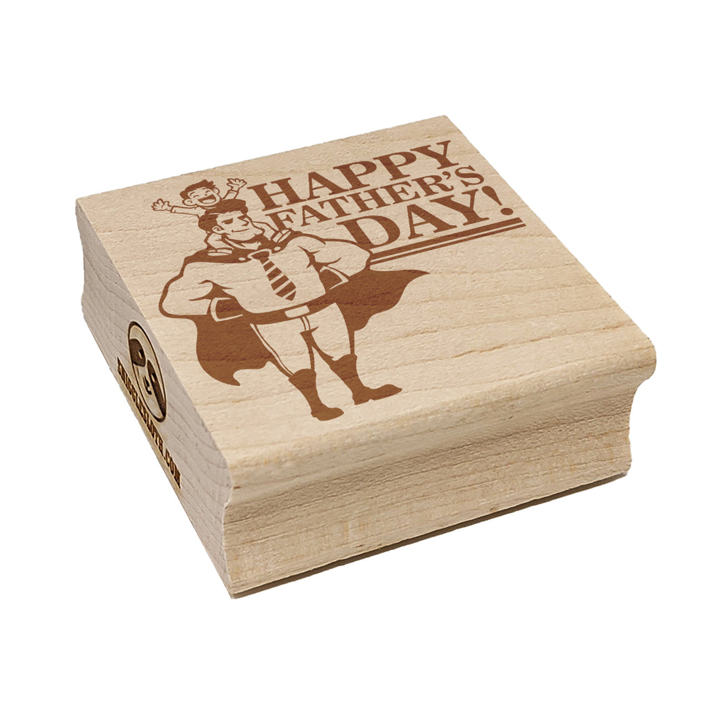 Happy Father's Day Superhero Dad with Cape and Tie Square Rubber Stamp for Stamping Crafting