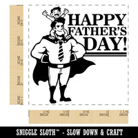 Happy Father's Day Superhero Dad with Cape and Tie Square Rubber Stamp for Stamping Crafting