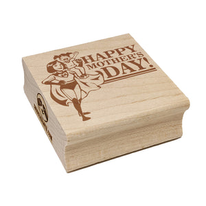 Happy Mother's Day Superhero Mom with Cape Square Rubber Stamp for Stamping Crafting