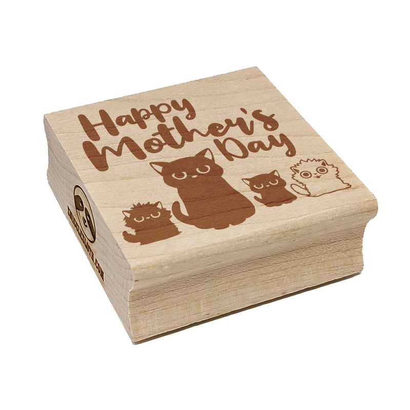 Happy Mother's Grouchy Mad Mom Cat with Kittens Square Rubber Stamp for Stamping Crafting