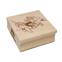 Majestic Mermaid Riding Narwhal Square Rubber Stamp for Stamping Crafting