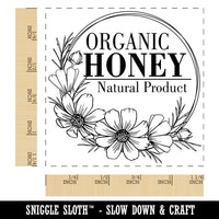 Organic Honey Natural Product with Cosmos Flowers Square Rubber Stamp for Stamping Crafting