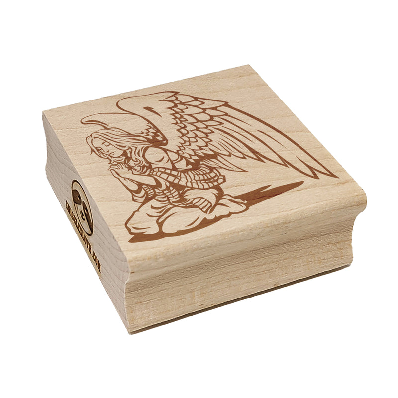 Praying Winged Angel Woman Square Rubber Stamp for Stamping Crafting