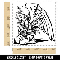 Praying Winged Angel Woman Square Rubber Stamp for Stamping Crafting