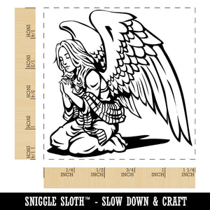 Praying Winged Angel Woman Square Rubber Stamp for Stamping Crafting