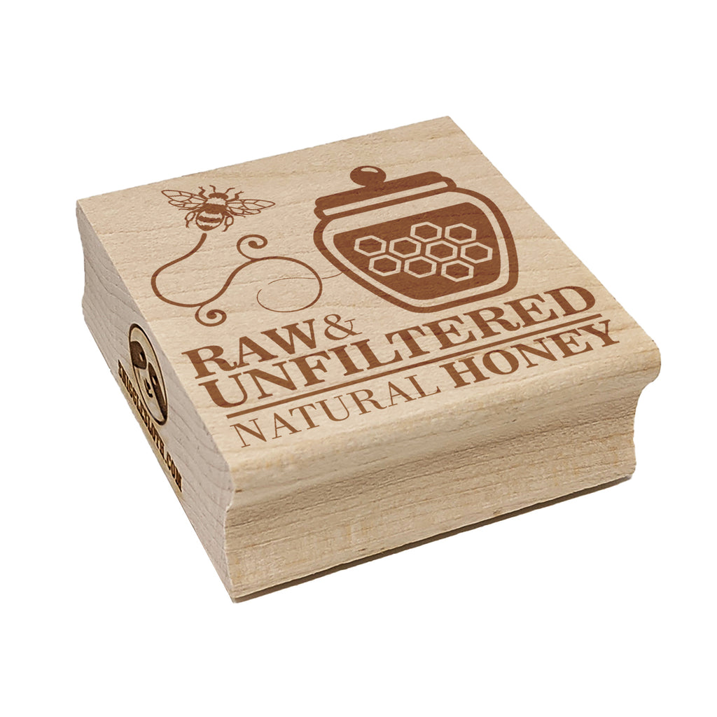 Raw and Unfiltered Natural Honey with Honeypot and Bee Square Rubber Stamp for Stamping Crafting