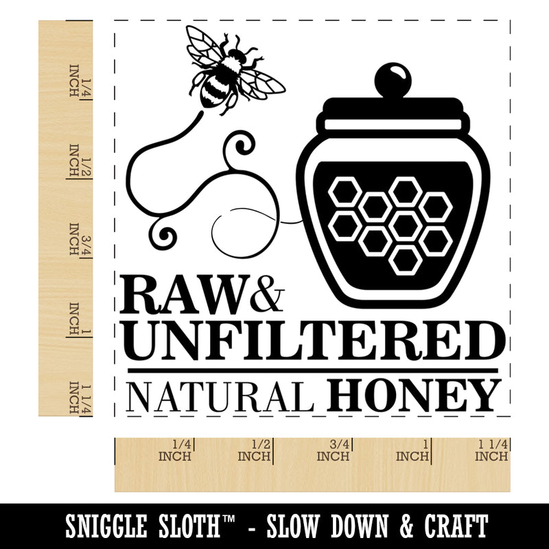 Raw and Unfiltered Natural Honey with Honeypot and Bee Square Rubber Stamp for Stamping Crafting