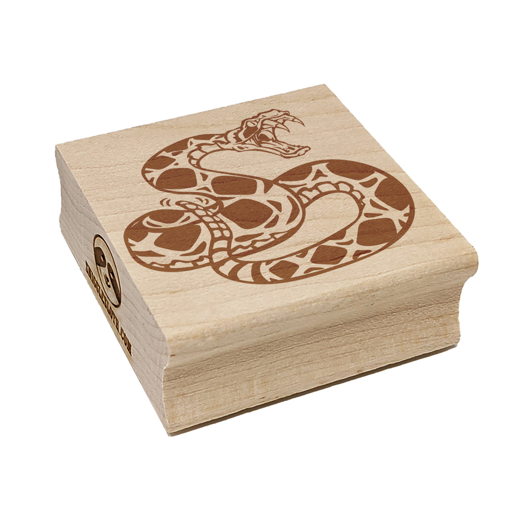 Vicious Eastern Diamondback Rattlesnake Square Rubber Stamp for Stamping Crafting