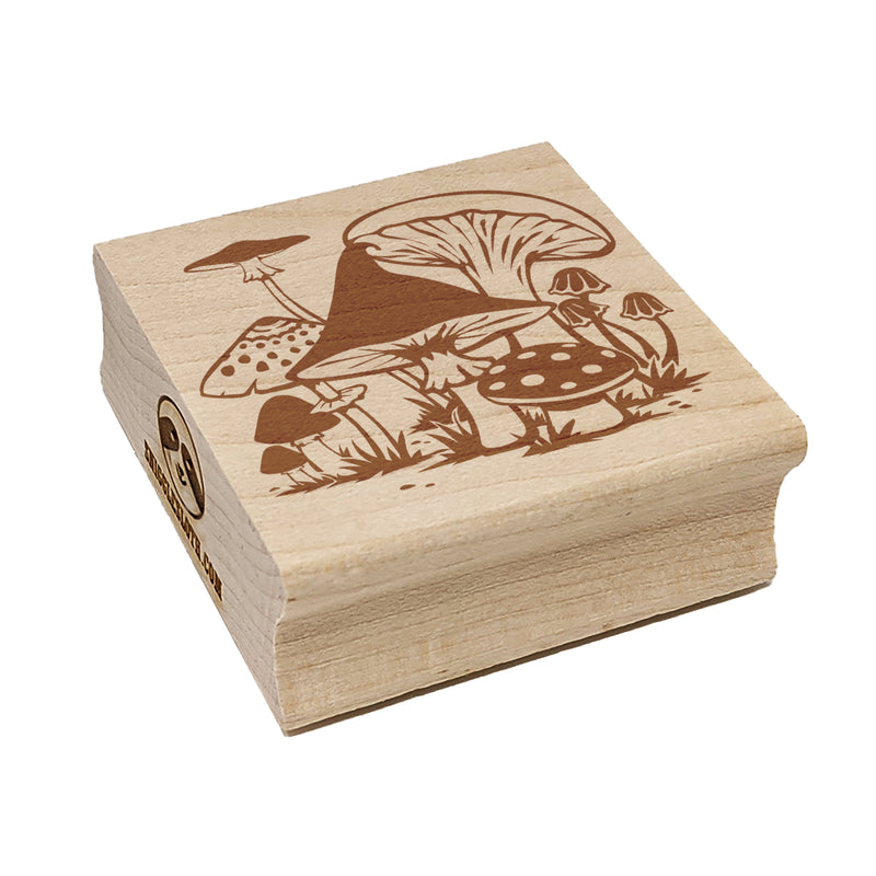 Whimsical Group of Mushrooms Fungus Fungi Square Rubber Stamp for Stamping Crafting