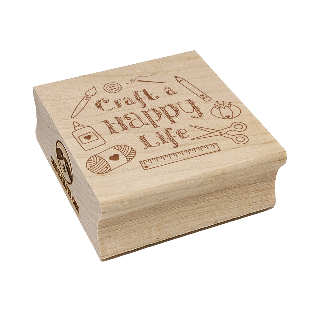 Craft a Happy Life Crafting Sewing Square Rubber Stamp for Stamping Crafting