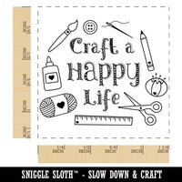 Craft a Happy Life Crafting Sewing Square Rubber Stamp for Stamping Crafting