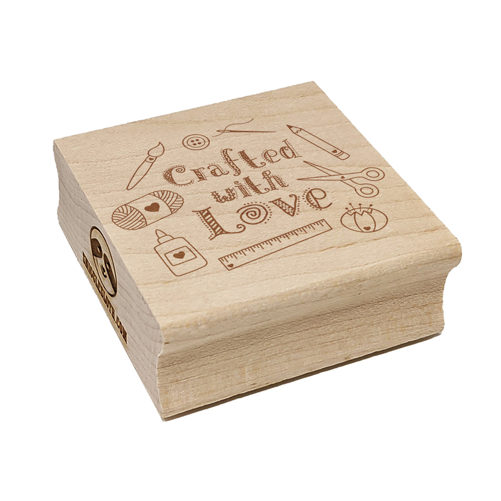 Crafted with Love Crafting Sewing Square Rubber Stamp for Stamping Crafting