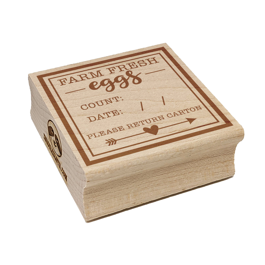 Farm Fresh Eggs Label with Count Date Square Rubber Stamp for Stamping Crafting